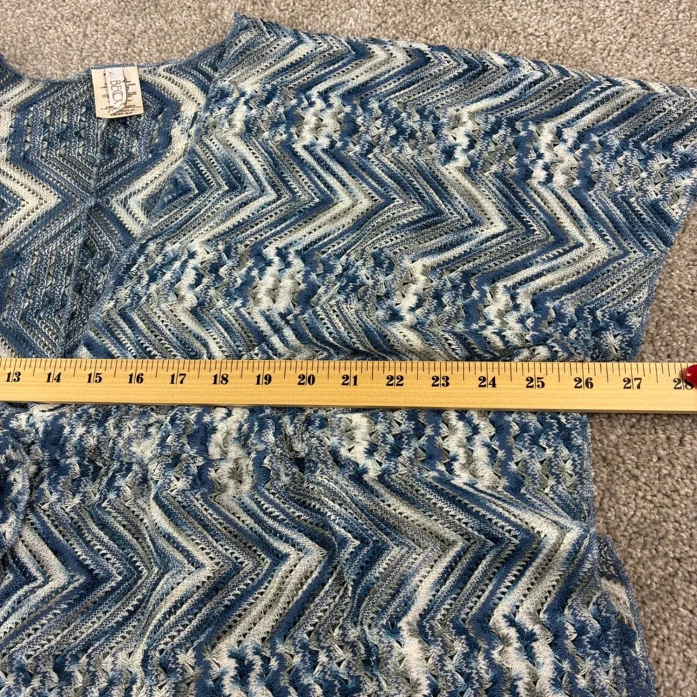BECCA Swim Cover Up‎ Womens XS/S Blue Metallic Chevron Crochet Knit Drawstring